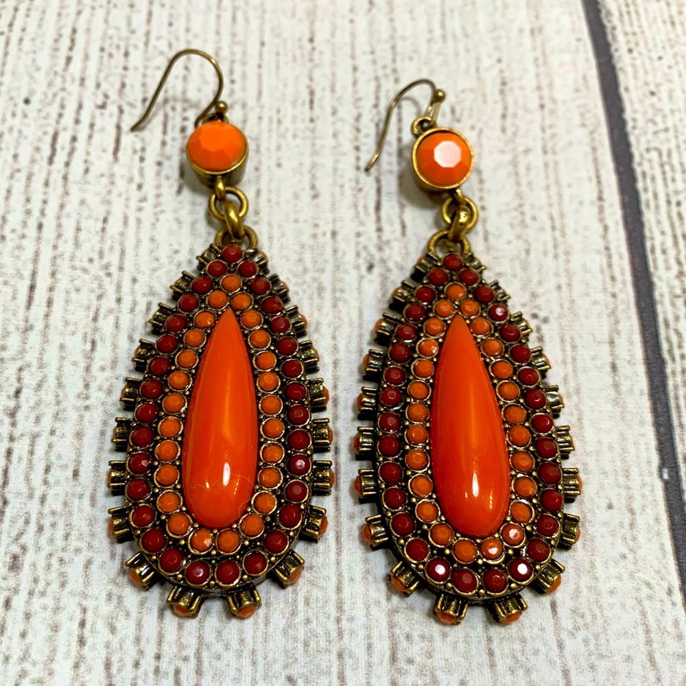 Chelsea Row Coral and Pink Drop Earrings